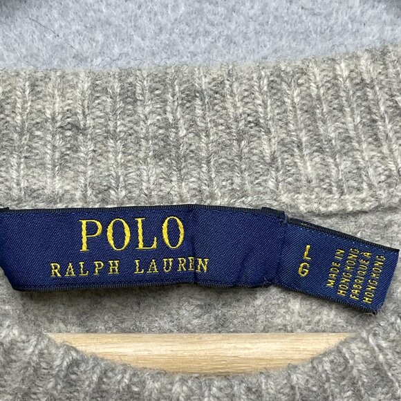Polo Ralph Lauren Womens Italian Wool & Cashmere Ribbed Knit Sweater L Gray - Picture 2 of 6